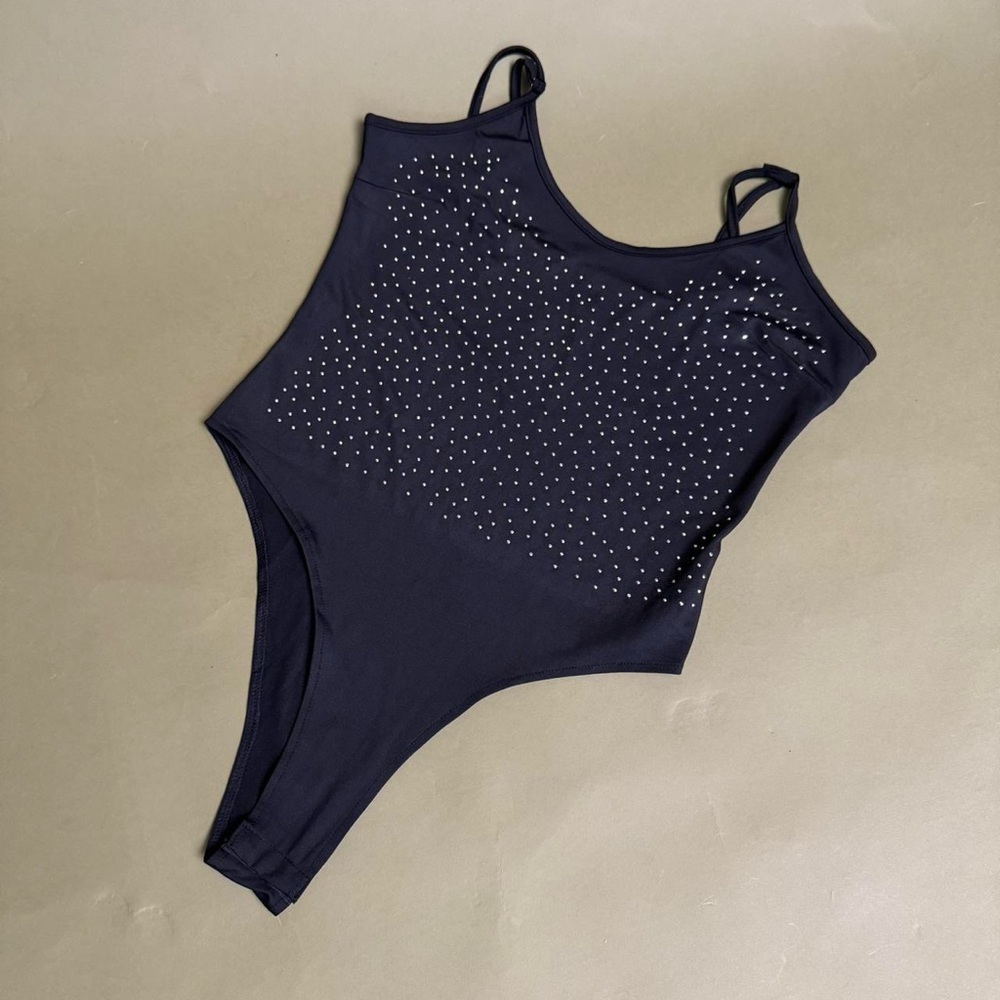 Black sparkle gem bodysuit